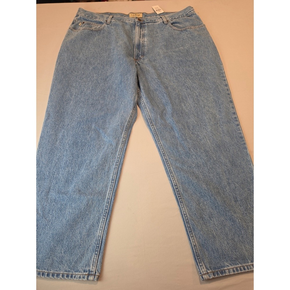 LL Bean Double L Relaxed Fit Jeans Mens 42x28 Faded Denim Light‎ Wash 134770